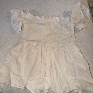 American Eagle Outfitters Cream Smocked Top